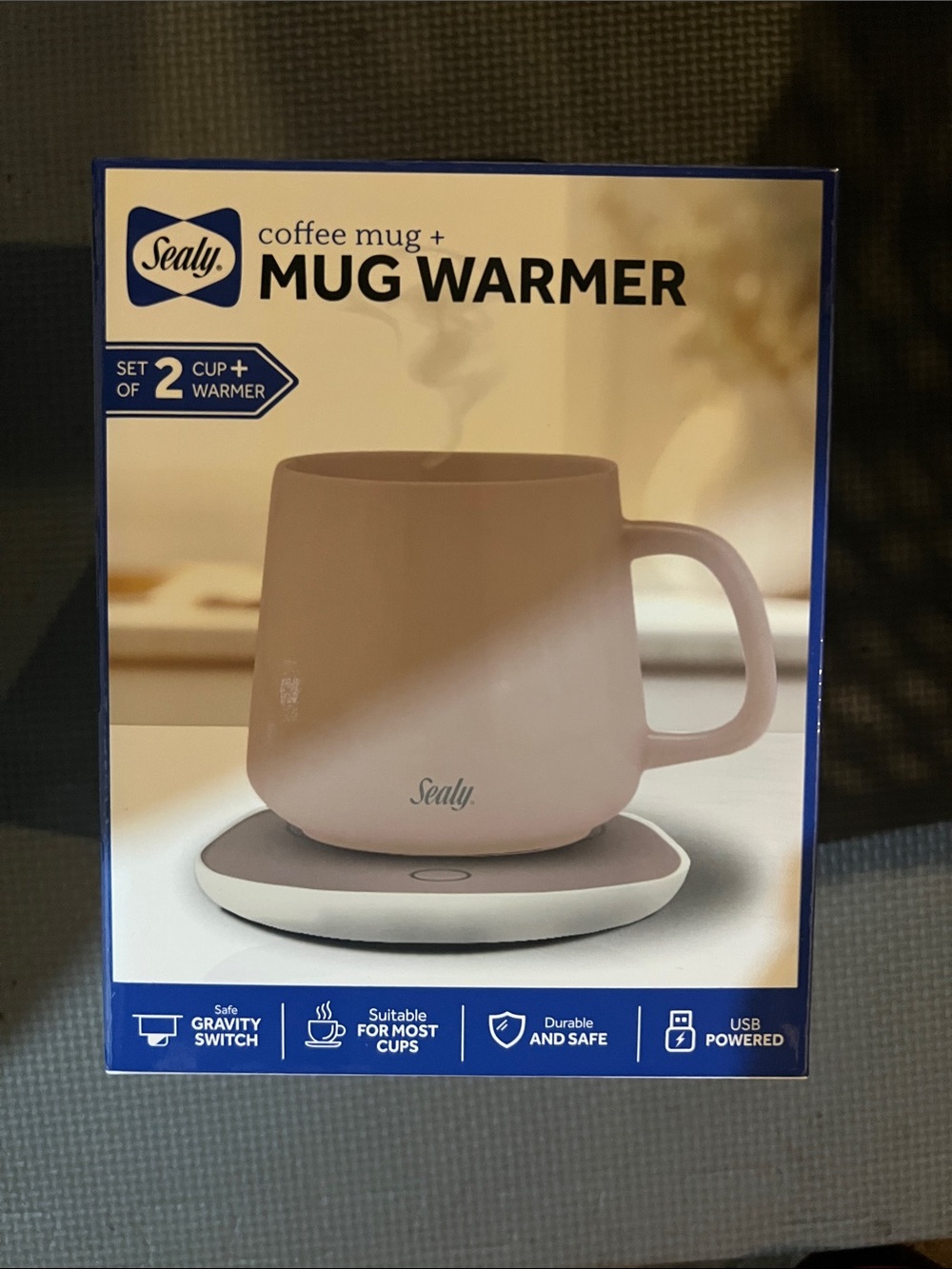 Sealy Mug Warmer with Tan color Ceramic Coffee Mug